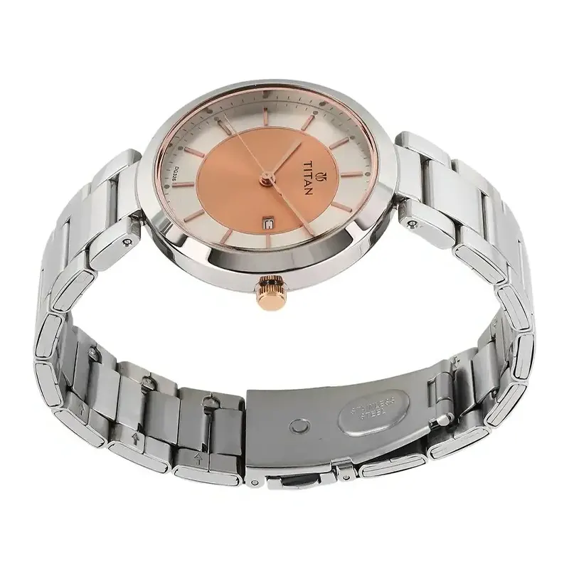 Titan Workwear Rose Gold Dial Fashion Ladies Watch- 2480KM01